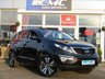 USED 2014 63 KIA SPORTAGE 2.0 CRDI KX-3 SAT NAV 5d 134 BHP STUNNING, LOW MILEAGE, KIA SPORTAGE KX-3 SAT NAV 2.0 CRDI. Finished in Phantom Black metallic with contrasting FULL BLACK HEATED LEATHER. This car comes with the balance of Kia 7 year warranty with FSH. The Kia Sportage is one of the best MPV's on the market today, It offers striking looks and makes an ideal family SUV 4x4 with great specification. Features include Full Heated front and rear Leather seats, Panoramic Glass Roof, Front Fogs, Cruise, B/Tooth, Power Folding Mirrors and much more.