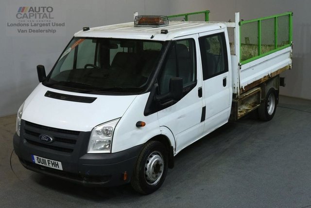2011 11 FORD TRANSIT 2.4 350 100 BHP LWB D/CAB 6 SEATER COMBI TWIN WHEEL TIPPER
