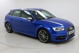 USED 2016 16 AUDI S3 2.0 S3 SPORTBACK QUATTRO NAV 5d 296 BHP Finished in stunning Resin Blue Metallic with Black Full Leather, 18" Alloy Wheels, Parking Sensors, Roof Rails, Xenon Headlights and Full Audi Service History. Satellite Navigation, Electric/Heated Seats, Bluetooth Connectivity, DAB digital Radio, Stop/Start Function, Air Conditioning, Climate Control, Multi Function Steering Wheel, Cruise Control, Electric Mirrors and Windows