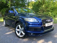 USED 2011 11 AUDI Q7 3.0 TDI QUATTRO S LINE 5d AUTO 240 BHP 7 SEATER/FULL SERVICE HISTORY / 2 OWNERS  ELECTRIC OPENING/CLOSING REAR BOOT AND SIDE MIRRORS,  SUPPLIED BY US MAY 2015 , BACK IN AS PART EXCHANGE , GREAT CONDITION WITH FULL SERVICE HISTORY