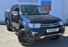 USED 2015 15 MITSUBISHI L200 2.5 DI-D 4X4 BARBARIAN BLACK EDITION 5 Seat Double Cab Pickup AUTO Stunning Dark Blue Metallic and Amazing Black Alloys with Low Mileage and Great High Spec inc Sat Nav Heated Leather Seats Bluetooth Mobile Handsfree DAB Radio Rear Camera Full Mitsubishi Service History and Ready to Drive Away Today ** LOW MILEAGE FOR AGE**