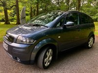 USED 2003 03 AUDI A2 1.6 FSI SE 5d 109 BHP ///ULEZ COMPLIANT//FULL BLACK LEATHER/PANORAMIC SUNROOF-FULLY OPERATIONAL//REAR PARK\\GOOD SERVICE HISTORY//ALLOY WHEELS NOW REFURBISHED//DETACHABLE TOWBAR\\\CRUISE CONTROL//BLUETOOTH//FRONT FOG LIGHTS//X4 ELECTRIC WINDOWS//MULTI-FUNCTION STEERING WHEEL///CENTRE REAR CUP HOLDERS// GREAT SPEC AND WELL LOOKED AFTER A2///109 BHP ///ULEZ COMPLIANT//FULL BLACK LEATHER/PANORAMIC SUNROOF-FULLY OPERATIONAL//REAR PARK\GOOD SERVICE HISTORY//ALLOY WHEELS NOW REFURBISHED//DETACHABLE TOWBAR\CRUISE CONTROL//BLUETOOTH//FRONT FOG LIGHTS//X4 ELECTRIC WINDOWS//MULTI-FUNCTION STEERING WHEEL///CENTRE REAR CUP HOLDERS//REAR PARK SENSORS