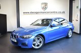 USED 2015 64 BMW 3 SERIES 2.0 320D M SPORT 4DR 181 BHP * NO ADMIN FEES * FINISHED IN STUNNING ESTORIL METALLIC BLUE WITH FULL BLACK LEATHER INTERIOR + SATELLITE NAVIGATION + BLUETOOTH + HEATED SEATS + DAB RADIO + CRUISE CONTROL + AUTO AIR CON + RAIN SENSORS + LIGHT PACKAGE + PARKING SENSORS + 18" ALLOY WHEELS