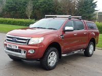 USED 2012 62 FORD RANGER 2.2 LIMITED 4X4 DCB TDCI 4d 148 BHP ** NO VAT ** FULL LEATHER + CANOPY