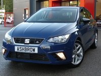 USED 2018 18 SEAT IBIZA 1.0 TSI FR 5d 95 S/S LED DRLS, SAT NAV, FULL LINK FOR APPLE CARPLAY ANDROID AUTO & MIRROR LINK, DAB RADIO, BLUETOOTH W/ AUDIO STREAMING, CRUISE CONTROL, FRONT ASSIST (AMBIENT TRAFFIC MONITORING SYSTEM), DRIVER ALERT SYSTEM,SEAT DRIVE PROFILE,17 IN DYNAMIC ALLOYS,TINTED REAR GLASS,BLACK CLOTH INTERIOR,SPORT SEATS,GLOSS BLACK INTERIOR TRIMS,LEATHER FLAT BOTTOM MULTIFUNCTION STEERING WHEEL, LED MULTI COLOUR INT MOOD LIGHTING,ELEC FOLDING MIRRORS,A/C,AUX+2x USB INPUTS,AUTO LIGHTS & WIPERS,TYRE PRESSURE MONITORING,VAT Q.
