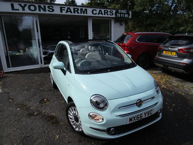2016 66 Fiat 500 1.2 CONVERTIBLE LOUNGE 3d 69 BHP NEW SHAPE *SAT NAV + DAB*