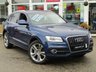 USED 2015 Y AUDI Q5 2.0 TDI QUATTRO S LINE PLUS 5d 175 BHP SCUBA BLUE MET with contrasting FULL BLACK HEATED LEATHER trim. This handsome looking SUV is a great all rounder. It's one the most popular in the 4x4 class. Features include Sat Nav, 20" Alloys, Full Black Heated Leather, Front and Rear Park Sensors, DAB, Run Lights and much more. Dealer serviced at 17458 miles, 27655 miles and at 54092 miles on 27/4/2020. 12 Months MOT.