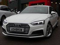 USED 2018 18 AUDI A5 2.0 TDI ULTRA S LINE 2d 190 S/S SAT NAV, HEATED FRONT SEATS, LEATHER ALCANTARA, ELECTRIC FRONT SEATS, FRONT & REAR PARKING SENSORS, BLUETOOTH PHONE & MUSIC, DAB RADIO, AUDI SMARTPHONE FOR APPLE CARPLAY / ANDROID AUTO, 18 INCH TWIN 5 SPOKE ALLOYS, LEATHER MULTIFUNCTION STEERING WHEEL, ALUMINIUM PEDALS, LIGHT & RAIN SENSORS, CRUISE CONTROL WITH SPEED LIMITER, AUX & 2X USB, KEYLESS START, 3 ZONE CLIMATE CONTROL, DRIVE SELECT, ILLUMINATING VANITY MIRRORS, AUTO HOLD, 1 OWNER FROM NEW, SERVICE HISTORY, BALANCE OF AUDI WARRANTY, VATQ