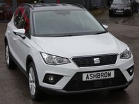 USED 2018 18 SEAT ARONA 1.0 TSI SE TECHNOLOGY DSG 5d 115 S/S 1 OWNER, FULL SERVICE HISTORY, BALANCE OF SEAT WARRANTY, SAT NAV, WIRELESS PHONE CHARGER, FULL LINK FOR APPLE CARPLAY ANDROID AUTO & MIRROR LINK, DAB RADIO, BLUETOOTH PHONE & MUSIC STREAMING, FRONT ASSIST AMBIENT TRAFFIC MONITORING, DSG AUTOMATIC GEARBOX, 17 INCH 10 SPOKE ALLOYS, REAR PARKING SENSORS WITH DISPLAY, LED DAYTIME RUNNING LIGHTS, AUTO LIGHTS, LEATHER MULTIFUNCTION STEERING WHEEL, CRUISE CONTROL, SPEED LIMITER, AIR COND, AUX INPUT, 2x USB PORTS, CD PLAYER, 2x SD CARD READERS, VAT Q