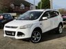 USED 2013 13 FORD KUGA 2.0 TITANIUM TDCI 5d 160 BHP Finished in FROZEN WHITE metallic with contrasting BLACK PART LEATHER TRIM. This Kuga is a great choice if you like driving. It's one of the most enjoyable, practical and fun family SUV's around. Features include 19" ALLOYS, Auto Parking, Rear Park Sensors, DAB, B/Tooth, Cruise Power folding Door Mirrors and much more. Dealer serviced at 7496 miles, 8269 miles, 20460 miles, 33613 miles, 45722 miles, and on arrival at EMC at 87674 miles. 12 Months MOT.