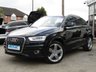 USED 2013 63 AUDI Q3 2.0 TFSI QUATTRO S LINE 5d 208 BHP Finished in PHANTOM BLACK PEARL with FULL HEATED LEATHER SEATS. This Audi Q3 is a upmarket, premium, compact SUV. It offers plenty of space, Great fun to drive and lots of high tech features. All at a very affordable price. Specification includes, Park Sensors, Reversing Camera, Blue Tooth, LED Run Lights, Keyless Start, Cruise and SAT NAV. Aberdeen Audi Dealer Serviced at 13307 miles, 18963 miles, 24790 miles, 26928 miles (inc Haldex oil change), 37115 miles, 46962 miles and at 52034 miles.