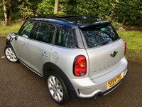 USED 2014 64 MINI COUNTRYMAN 1.6 COOPER S ALL4 5d AUTO 184 BHP SATNAV/ PAN ROOF/FULL LEATHER/HEATED SEATS/CHILLI AND MEDIA PACK/REAR PARK SENSORS//RUNFLATS//FULL MINI HISTORY GREAT SPECIFICATION//MINI BIKE RACK SYSTEM(RACK NOT INCLUDED) //LAST SERVICED @36,000 MILES//FULL BLACK HEATED LOUNGE LEATHER SEATS//SAT NAV//PANORAMIC SUNROOF