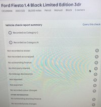 USED 2003 53 FORD FIESTA 1.4 BLACK 16V 3d 80 BHP CATEGORY C + N PLEASE READ ADVERT