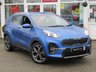 USED 2019 19 KIA SPORTAGE 1.6 GT-LINE ISG 5d 175 BHP Finished in BLUE FLAME METALLIC with Full LEATHER trim.This new Sportage is one of the best SUV's on the market. It offers striking looks and spacious interior.  Features include Sat Nav, 19-inch alloys, tinted windows, rain-sensing wipers, LED headlights, keyless start, leather upholstery, heated front and rear seats, 8-inch touchscreen infotainment system with built-in smartphone mirroring, upgraded JBL stereo, cruise control, lane-keeping assist and rear parking sensors.