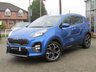 USED 2019 19 KIA SPORTAGE 1.6 GT-LINE ISG 5d 175 BHP Finished in BLUE FLAME METALLIC with Full LEATHER trim.This new Sportage is one of the best SUV's on the market. It offers striking looks and spacious interior.  Features include Sat Nav, 19-inch alloys, tinted windows, rain-sensing wipers, LED headlights, keyless start, leather upholstery, heated front and rear seats, 8-inch touchscreen infotainment system with built-in smartphone mirroring, upgraded JBL stereo, cruise control, lane-keeping assist and rear parking sensors.