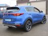 USED 2019 19 KIA SPORTAGE 1.6 GT-LINE ISG 5d 175 BHP Finished in BLUE FLAME METALLIC with Full LEATHER trim.This new Sportage is one of the best SUV's on the market. It offers striking looks and spacious interior.  Features include Sat Nav, 19-inch alloys, tinted windows, rain-sensing wipers, LED headlights, keyless start, leather upholstery, heated front and rear seats, 8-inch touchscreen infotainment system with built-in smartphone mirroring, upgraded JBL stereo, cruise control, lane-keeping assist and rear parking sensors.