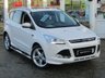 USED 2015 65 FORD KUGA 2.0 TITANIUM X SPORT TDCI 5d 148 BHP Finished in FROZEN WHITE METALLIC with contrasting HEATED LEATHER TRIM. This Kuga is a great choice if you like driving. It's one of the most enjoyable, practical and fun family SUV's around. Features include PAN ROOF, Sat Nav, DAB, Rear View Camera, Side Steps, Electric Power Boot, Heated Full Leather, Auto Parking, Cruise Control, 19" Alloys, B/Tooth and much more. Ford Dealer serviced at 8529 miles, 16955 miles, 37643 miles and on arrival at 45089 miles.