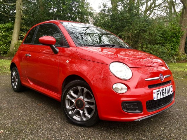 2014 64 Fiat 500 1.2 S 3d 69 BHP CARBON LOOK ALLOYS/AIRCON/REAR SPOILER/REAR PARK ASSIST/CAMBELT&WATERPUMP RENEWED/HALF LEATHER WITH RED TRIM/&pound;30 ROAD TAX