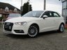 USED 2015 64 AUDI A3 1.4 TFSI SPORT 3d 148 BHP Finished in AMALFI WHITE with contrasting DARK GREY trim. This fantastic facelift 3rd generation model combines a great interior with a refined driving experience. The turbocharged engine gives plenty of pulling power with 148 BHP. Features include &pound;20 Road tax, DAB Radio, Cruise Control, Park Sensors, B/Tooth and much more. Dealer serviced at 15810 miles, 34688 miles and recently at 52928 miles. 12 Months MOT.