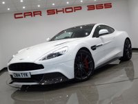 USED 2014 14 ASTON MARTIN VANQUISH 5.9 V12 (565 BHP) TOUCHTRONIC AUTO (2+2)  COUPE 2DR..CARBON..STRATUS WHITE METALLIC..BANG AND OLUFSEN..E/M/HEATED LEATHERS..RED STITCH..R/CAMERA..CERAMIC BRAKES STRATUS WHITE+CARBON+R/CAM+NAV+BANG & OLUFSEN