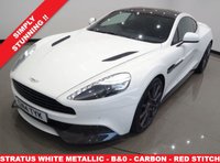 USED 2014 14 ASTON MARTIN VANQUISH 5.9 V12 (565 BHP) TOUCHTRONIC AUTO (2+2)  COUPE 2DR..CARBON..STRATUS WHITE METALLIC..BANG AND OLUFSEN..E/M/HEATED LEATHERS..RED STITCH..R/CAMERA..CERAMIC BRAKES STRATUS WHITE+CARBON+R/CAM+NAV+BANG & OLUFSEN