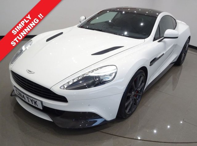 2014 14 Aston Martin Vanquish 5.9 V12 (565 BHP) TOUCHTRONIC AUTO (2+2)  COUPE 2DR..CARBON..STRATUS WHITE METALLIC..BANG AND OLUFSEN..E/M/HEATED LEATHERS..RED STITCH..R/CAMERA..CERAMIC BRAKES