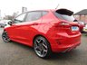 USED 2020 20 FORD FIESTA 1.5 ST-3 5d 198 BHP Finished in RACE RED  with contrasting EBONY SPORTS  LEATHER interior trim. It is impossible to ignore that this is one seriously fun car. If you are after some old-school hot hatch fun, the ST is hard to beat. Punching out just under 200 BHP faster than the old model. Features include SAT NAV, Cruise Control, Climate, Heated Seats, DAB, B/Tooth, LED day Lights, 2 Keys and much more. This Fiesta is a small car that you can really enjoy driving.