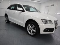 USED 2012 62 AUDI Q5 2.0 TDI QUATTRO S LINE 5d 175 BHP EXCEPTIONALLY FAST AND SMOOTH GEAR CHANGE WITH LUXURIOUS, CLASSY INTERIOR ALL WRAPPED AROUND A 4 WHEEL DRIVE SUV. WITH GREAT SERVICE HISTORY THIS AUDI IS STUNNING IN THE BEST COLOUR OF WHITE.