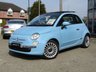 USED 2011 11 FIAT 500 0.9 LOUNGE 3d 85 BHP Finished in VOLARE BLUE with contrasting grey trim. This updated small retro-style car is ideal for the first time driver and small family. Features include Electric Sun Roof, Alloy wheels, Front Fogs, Air Con, &pound;Zero Road Tax, 2 Keys, and Blue Tooth to name just a few. Dealer seviced at 18851 miles, 25349 miles, 32756 miles, 38548 miles, 46382 miles, 65064 miles and on arrival at 97124 miles by EMC. New Clutch fitted at 74750 miles. MOT due 14/4/2022