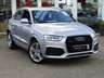 USED 2015 65 AUDI Q3 2.0 TFSI QUATTRO S LINE PLUS 5d 178 BHP Finished in FLORET SIVER MET with FULL HEATED LEATHER SEATS. This Audi Q3 is a upmarket, premium, compact SUV. It offers plenty of space, Great fun to drive and lots of high tech features. All at a very affordable price. Specification includes, Heated Leather, Sat Nav, DAB Radio, B/Tooth, 19" Alloys, Rear Park Sensors and much more. Dealer Serviced at 20507 miles, 29493 miles, 41079 miles and at 57752 on arrival at EMC. 12 Months MOT.
