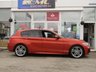 USED 2015 15 BMW 1 SERIES 2.0 118D M SPORT 5d 147 BHP Finished in VALENICIA ORANGE METALLIC with contrasting BLACK HEATED LEATHER trim. If you are looking for a small hatchback with that spacious feel and enjoy driving then look no further. This punchy mid sized hatch kicks out a lively 147 BHP and is packed with extras. Features include 18" Alloys, &pound;20 Road Tax, Full Heated leather Trim, Sat Nav, DAB Radio, B/Tooth, Xenons, Front and Rear Parking Sensors and much more. Dealer serviced at 9964 miles, 27246 miles, 57541 miles and at 70303 miles