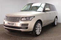 USED 2014 14 LAND ROVER RANGE ROVER 3.0 TDV6 AUTOBIOGRAPHY 5DR AUTO 258 BHP FULL MAIN DEALER SERVICE HISTORY + AIR CONDITIONED FRONT AND REAR LEATHER SEATS + SATELLITE NAVIGATION + SURROUND CAMERA SYSTEM + PANORAMIC SUNROOF + PARKING SENSOR + DUAL VIEW TOUCH SCREEN + DIGITAL TV + BLUETOOTH + CRUISE CONTROL + CLIMATE CONTROL + MULTI FUNCTION WHEEL + XENON HEADLIGHTS + PRIVACY GLASS + ELECTRIC/MEMORY FRONT SEATS + HEATED STEERING WHEEL + BLIND SPOT MONITOR + DAB RADIO + ELECTRIC WINDOWS + ELECTRIC/HEATED/FOLDING DOOR MIRRORS + 21 INCH ALLOY WHEELS
