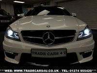 USED 2014 14 MERCEDES-BENZ C CLASS FAST BECOMING RARE MERCEDES C63 AMG 6.3 V8 MCT 7S COUPE **DIAMOND WHITE PEARL** FREE UK DELIVERY*VIDEO AVAILABLE* FINANCE ARRANGED* PART EX*HPI CLEAR