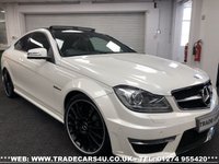 USED 2014 14 MERCEDES-BENZ C CLASS FAST BECOMING RARE MERCEDES C63 AMG 6.3 V8 MCT 7S COUPE **DIAMOND WHITE PEARL** FREE UK DELIVERY*VIDEO AVAILABLE* FINANCE ARRANGED* PART EX*HPI CLEAR