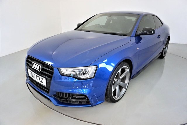 2015 15 Audi A5 2.0 TDI QUATTRO BLACK EDITION PLUS 2d 174 BHP-2 OWNER CAR-SEPANG BLUE-LOW MILEAGE EXAMPLE-BANG AND OLUFSEN SOUND SYSTEM-BLACK STYLING PACKAGE-XENON HEADLIGHTS-PRIVACY GLASS-ALCANTARA AND LEATHER SEATS-19