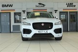 USED 2017 17 JAGUAR F-PACE 3.0 V6 S AWD 5d 296 BHP FINISHED IN STUNNING METALLIC GLACIER WHITE, COMPLIMENTED WITH BLACK LEATHER HEATED ELECTRIC SEATS + 1 FORMER KEEPER, HUGE SPECIFICATION 4 WHEEL DRIVE MODEL COMES WITH OVER 11 THOUSAND POUNDS WORTH OF ADDITIONAL EXTRAS AND AN IMPECCABLE JAGUAR SERVICE HISTORY + FULL GLASS SLIDING PANORAMIC SUNROOF + TOUCH SCREEN SATELLITE NAVIGATION + ADVANCE PARKING WITH 360 DEGREE SURROUND CAMERA + ELECTRICALLY DEPLOYABLE TOWBAR + MERIDIAN SOUND SYSTEM + FUEL FIRED HEATING WITH CABIN PREHEAT + 4 WAY ELECTRIC L