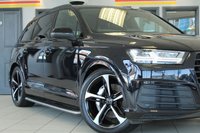 USED 2019 68 AUDI Q7 3.0 TDI QUATTRO BLACK EDITION 5d AUTO 282 BHP FINISHED IN STUNNING METALLIC ORCA BLACK, COMPLIMENTED WITH HEATED BLACK VALCONA LEATHER SPORTS SEATS PLUS + 1 OWNER, HUGE SPECIFICATION 7 SEATER, COMES WITH AN IMPECCABLE, FULL SERVICE HISTORY AND THE BALANCE OF AUDI'S MANUFACTURERS WARRANTY UNTIL JANUARY 2022 + TECHNOLOGY PACKAGE WITH VIRTUAL COCKPIT DIGITAL DASH DISPLAY + BOSE 3D SURROUND SOUND SYSTEM + SATELLITE NAVIGATION + PANORAMIC GLASS SUNROOF + HEAT AND SOUND INSULATING GLASS WITH PRIVACY WINDOWS + POWER FOLDING MIRRORS + INTERIOR LIGH