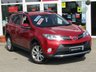 USED 2014 64 TOYOTA RAV4 2.2 D-4D INVINCIBLE 5d 150 BHP Finished in VERMILLION RED METALLIC with Heated Leather Black trim. This Rav4 is a roomy family car with a spacious and well laid out interior. It also has plenty of high spec and with its adjustable rear seats makes it very versitile. Features include DAB Radio, B/Tooth, Power rear Boot, Rear View Camera,18" Alloys, Front and rear parking sensors and much more. Dealer serviced at 5488 miles, 12732 miles, 20464 miles, 33374 miles, 44691 miles, 54170 miles and on arrival at 70553 miles.