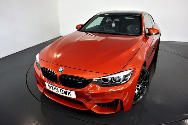 2019 19 BMW M4 3.0 M4 COMPETITION 2d AUTO 444 BHP-1 OWNER CAR-RUNNING IN SERVICE COMPLETE-HEATED BLACK MERINO LEATHER-ELECTRIC MEMORY SEATS-ELECTRIC FOLDING MIRRORS-AUTO LIGHTS-DAB RADIO-BLUETOOTH-SATNAV-CLIMATE CONTROL-CRUISE CONTROL-HARMAN KARDON-JUST BEEN SERVICED AT BMW