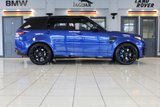 USED 2017 LAND ROVER RANGE ROVER SPORT 5.0 V8 SVR 5d 543 BHP FINISHED IN A STUNNING PREMIUM METALLIC BLUE, COMPLIMENTED WITH BLACK ELECTRIC ADJUSTABLE HEATED LEATHER SPORT SEATS WITH MEMORY PROGRAM + BEAUTIFUL, HUGE SPECIFICATION 4 WHEEL DRIVE + COMES WITH A FAULTLESS FULL SERVICE HISTORY + PANORAMIC GLASS SUNROOF + MERIDIAN AUDIO SYSTEM  + 22 INCH SPLIT SPOKE ALLOY WHEELS IN SATIN BLACK + SATELLITE NAVIGATION + FRONT AND REAR HEATED SEATS + REVERSING CAMERA + FRONT AND REAR PARKING SENSORS + BLUETOOTH INCLUDING MEDIA STREAMING + DIGITAL DASH DISPLAY