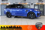 USED 2017 LAND ROVER RANGE ROVER SPORT 5.0 V8 SVR 5d 543 BHP FINISHED IN A STUNNING PREMIUM METALLIC BLUE, COMPLIMENTED WITH BLACK ELECTRIC ADJUSTABLE HEATED LEATHER SPORT SEATS WITH MEMORY PROGRAM + BEAUTIFUL, HUGE SPECIFICATION 4 WHEEL DRIVE + COMES WITH A FAULTLESS FULL SERVICE HISTORY + PANORAMIC GLASS SUNROOF + MERIDIAN AUDIO SYSTEM  + 22 INCH SPLIT SPOKE ALLOY WHEELS IN SATIN BLACK + SATELLITE NAVIGATION + FRONT AND REAR HEATED SEATS + REVERSING CAMERA + FRONT AND REAR PARKING SENSORS + BLUETOOTH INCLUDING MEDIA STREAMING + DIGITAL DASH DISPLAY