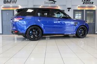 USED 2017 LAND ROVER RANGE ROVER SPORT 5.0 V8 SVR 5d 543 BHP FINISHED IN A STUNNING PREMIUM METALLIC BLUE, COMPLIMENTED WITH BLACK ELECTRIC ADJUSTABLE HEATED LEATHER SPORT SEATS WITH MEMORY PROGRAM + BEAUTIFUL, HUGE SPECIFICATION 4 WHEEL DRIVE + COMES WITH A FAULTLESS FULL SERVICE HISTORY + PANORAMIC GLASS SUNROOF + MERIDIAN AUDIO SYSTEM  + 22 INCH SPLIT SPOKE ALLOY WHEELS IN SATIN BLACK + SATELLITE NAVIGATION + FRONT AND REAR HEATED SEATS + REVERSING CAMERA + FRONT AND REAR PARKING SENSORS + BLUETOOTH INCLUDING MEDIA STREAMING + DIGITAL DASH DISPLAY