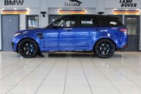 USED 2017 LAND ROVER RANGE ROVER SPORT 5.0 V8 SVR 5d 543 BHP FINISHED IN A STUNNING PREMIUM METALLIC BLUE, COMPLIMENTED WITH BLACK ELECTRIC ADJUSTABLE HEATED LEATHER SPORT SEATS WITH MEMORY PROGRAM + BEAUTIFUL, HUGE SPECIFICATION 4 WHEEL DRIVE + COMES WITH A FAULTLESS FULL SERVICE HISTORY + PANORAMIC GLASS SUNROOF + MERIDIAN AUDIO SYSTEM  + 22 INCH SPLIT SPOKE ALLOY WHEELS IN SATIN BLACK + SATELLITE NAVIGATION + FRONT AND REAR HEATED SEATS + REVERSING CAMERA + FRONT AND REAR PARKING SENSORS + BLUETOOTH INCLUDING MEDIA STREAMING + DIGITAL DASH DISPLAY