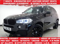 USED 2018 18 BMW X5 3.0 XDRIVE30D (258 bhp) M SPORT AUTO 4WD (S/S) + 7 SEATS + NAV + PANORAMIC E/SUNROOF + E/M/HEATED LEATHERS + M SPORT PLUS PACK + HEAD UP DISPLAY + CRUISE + M/MEDIA + HARMAN KARDON + XENON / LED + R/CAMERA + F-R PARK + PRIVACY + M STYLING + 20 S + E/BOOT 7 SEATS+PANROOF+XENON-LED+R/CAM+LEATHER+NAV+HKCRUISE