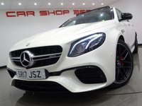 USED 2017 17 MERCEDES-BENZ E-CLASS 4.0 E63 BITURBO V8 AMG S (612 PS) (PREMIUM) SpdS MCT 4MATIC+ 4DR + PERFORMANCE BUCKET SEATS + UPGRADED 20 INCH AMG ALLOYS + BURMESTER PREMIUM SOUND + DIAMOND WHITE METALLIC PAINTWORK + PANORAMIC SLIDING ROOF + 360 PARKING AID + LED HEADLIGHTS BUCKET PERFORMANCE SEATS+UPGRADED 20 INCH AMG ALLOYS