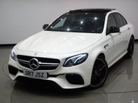 USED 2017 17 MERCEDES-BENZ E-CLASS 4.0 E63 BITURBO V8 AMG S (612 PS) (PREMIUM) SpdS MCT 4MATIC+ 4DR + PERFORMANCE BUCKET SEATS + UPGRADED 20 INCH AMG ALLOYS + BURMESTER PREMIUM SOUND + DIAMOND WHITE METALLIC PAINTWORK + PANORAMIC SLIDING ROOF + 360 PARKING AID + LED HEADLIGHTS BUCKET PERFORMANCE SEATS+UPGRADED 20 INCH AMG ALLOYS