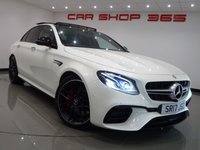USED 2017 17 MERCEDES-BENZ E-CLASS 4.0 E63 BITURBO V8 AMG S (612 PS) (PREMIUM) SpdS MCT 4MATIC+ 4DR + PERFORMANCE BUCKET SEATS + UPGRADED 20 INCH AMG ALLOYS + BURMESTER PREMIUM SOUND + DIAMOND WHITE METALLIC PAINTWORK + PANORAMIC SLIDING ROOF + 360 PARKING AID + LED HEADLIGHTS BUCKET PERFORMANCE SEATS+UPGRADED 20 INCH AMG ALLOYS