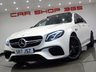 USED 2017 17 MERCEDES-BENZ E-CLASS 4.0 E63 BITURBO V8 AMG S (612 PS) (PREMIUM) SpdS MCT 4MATIC+ 4DR + PERFORMANCE BUCKET SEATS + UPGRADED 20 INCH AMG ALLOYS + BURMESTER PREMIUM SOUND + DIAMOND WHITE METALLIC PAINTWORK + PANORAMIC SLIDING ROOF + 360 PARKING AID + LED HEADLIGHTS BUCKET PERFORMANCE SEATS+UPGRADED 20 INCH AMG ALLOYS
