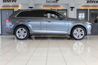 USED 2015 65 AUDI Q7 3.0 TDI QUATTRO S LINE 5d 269 BHP FINISHED IN STUNNING METALLIC DAYTONA GREY, COMPLIMENTED WITH HEATED BLACK VALCONA LEATHER S LINE SPORTS SEATS + 1 FORMER KEEPER, HUGE SPECIFICATION 7 SEATER, COMES WITH AN IMPECCABLE, FULL SERVICE HISTORY + TECHNOLOGY PACKAGE WITH VIRTUAL COCKPIT DIGITAL DASH DISPLAY + BOSE 3D SURROUND SOUND SYSTEM + SATELLITE NAVIGATION + PANORAMIC GLASS SUNROOF + HEAT AND SOUND INSULATING GLASS WITH PRIVACY WINDOWS + ADVANCED KEY + REAR VIEW CAMERA + POWER FOLDING HEATED MIRRORS + AMBIENT LIGHTING PACK