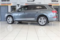 USED 2015 65 AUDI Q7 3.0 TDI QUATTRO S LINE 5d 269 BHP FINISHED IN STUNNING METALLIC DAYTONA GREY, COMPLIMENTED WITH HEATED BLACK VALCONA LEATHER S LINE SPORTS SEATS + 1 FORMER KEEPER, HUGE SPECIFICATION 7 SEATER, COMES WITH AN IMPECCABLE, FULL SERVICE HISTORY + TECHNOLOGY PACKAGE WITH VIRTUAL COCKPIT DIGITAL DASH DISPLAY + BOSE 3D SURROUND SOUND SYSTEM + SATELLITE NAVIGATION + PANORAMIC GLASS SUNROOF + HEAT AND SOUND INSULATING GLASS WITH PRIVACY WINDOWS + ADVANCED KEY + REAR VIEW CAMERA + POWER FOLDING HEATED MIRRORS + AMBIENT LIGHTING PACK